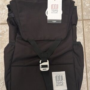 Topo Designs Black Backpack with White Accents